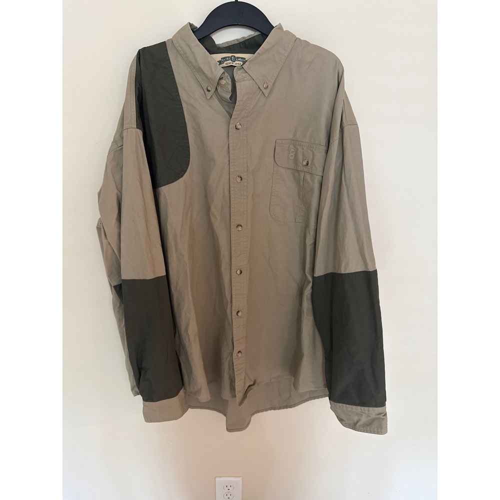 Bob Allen Mens 4XL Shooting Shirt Tan Olive Long Sleeve Cotton Button Down